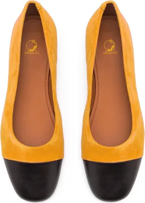 SHODENSE Women Cap Toe Flats Suede Slip On Square Closed Toe Ballet Flats Two-Toned Flat Shoes Comfort Flat Heel Work Shoes Office Ladies Colorblock Patchwork Club Church Driver Flats Fall 4-11 M US