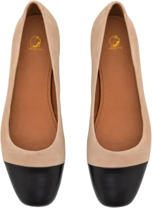 SHODENSE Women Cap Toe Flats Suede Slip On Square Closed Toe Ballet Flats Two-Toned Flat Shoes Comfort Flat Heel Work Shoes Office Ladies Colorblock Patchwork Club Church Driver Flats Fall 4-11 M US
