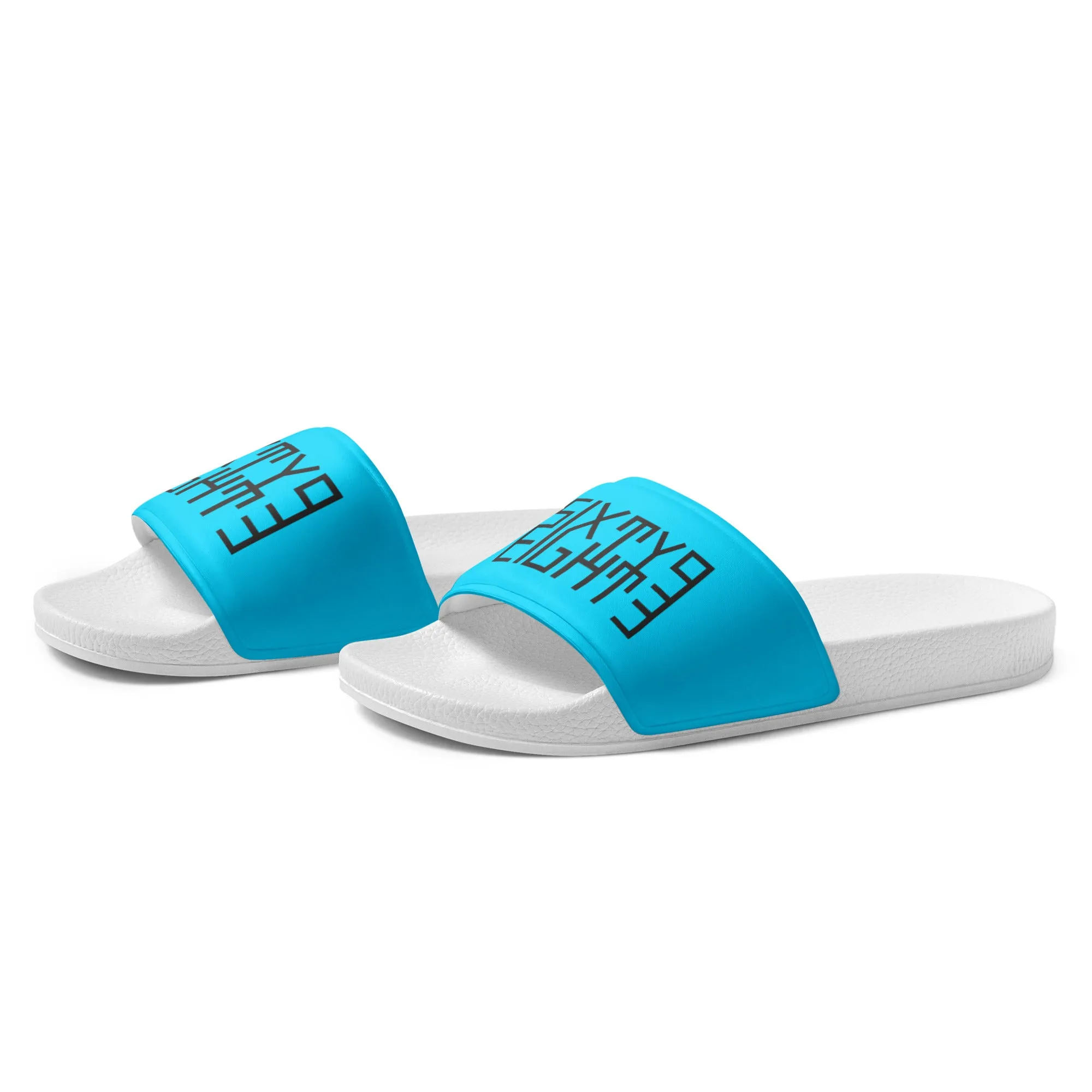 Sixty Eight 93 Logo Black & Aqua Blue Men’s Slides