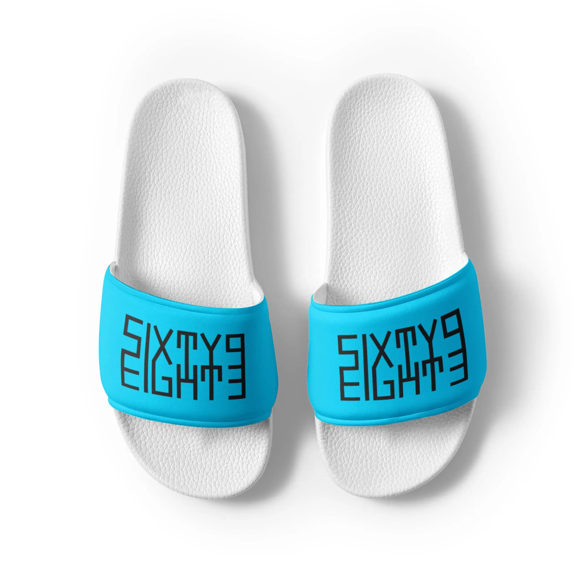 Sixty Eight 93 Logo Black & Aqua Blue Men’s Slides