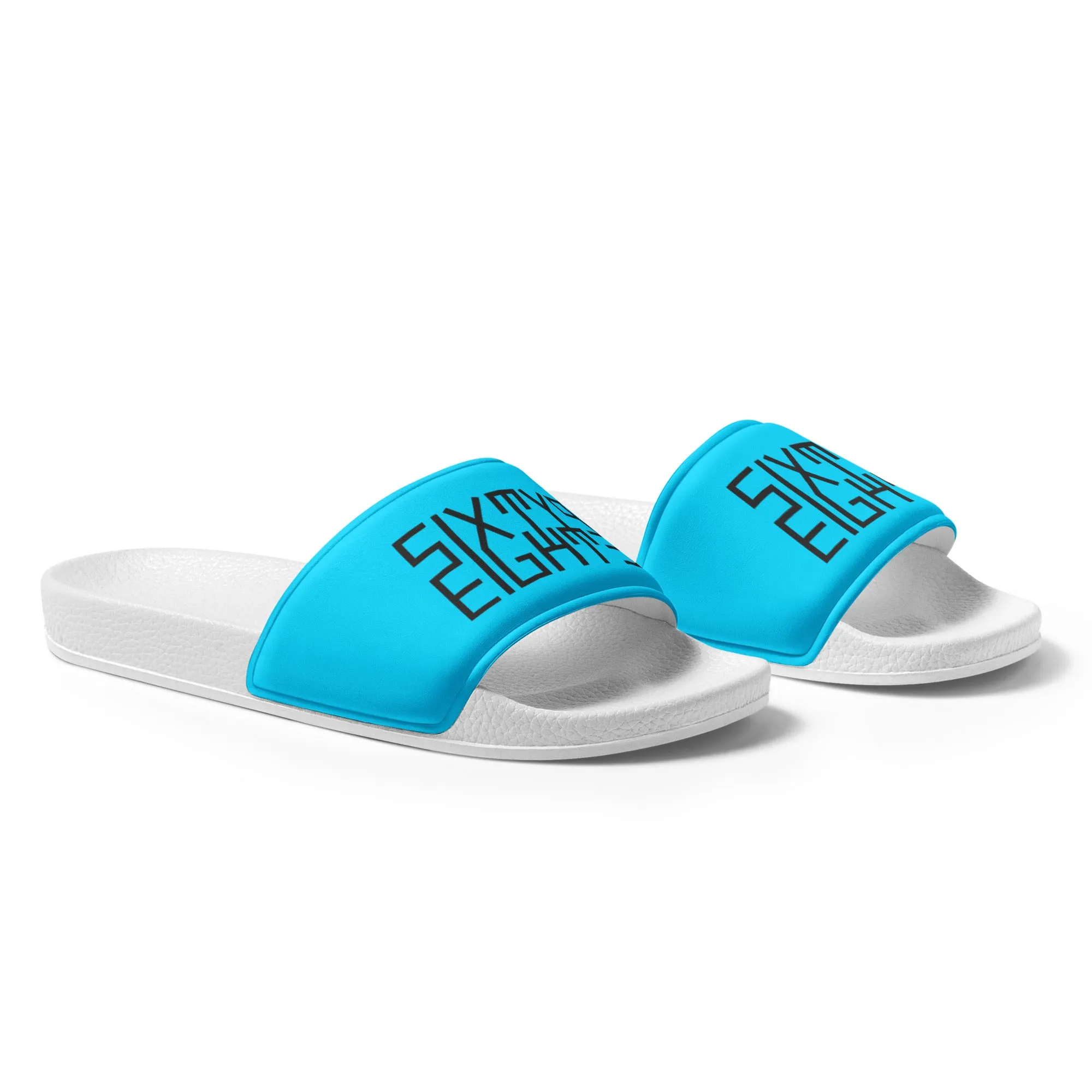 Sixty Eight 93 Logo Black & Aqua Blue Men’s Slides