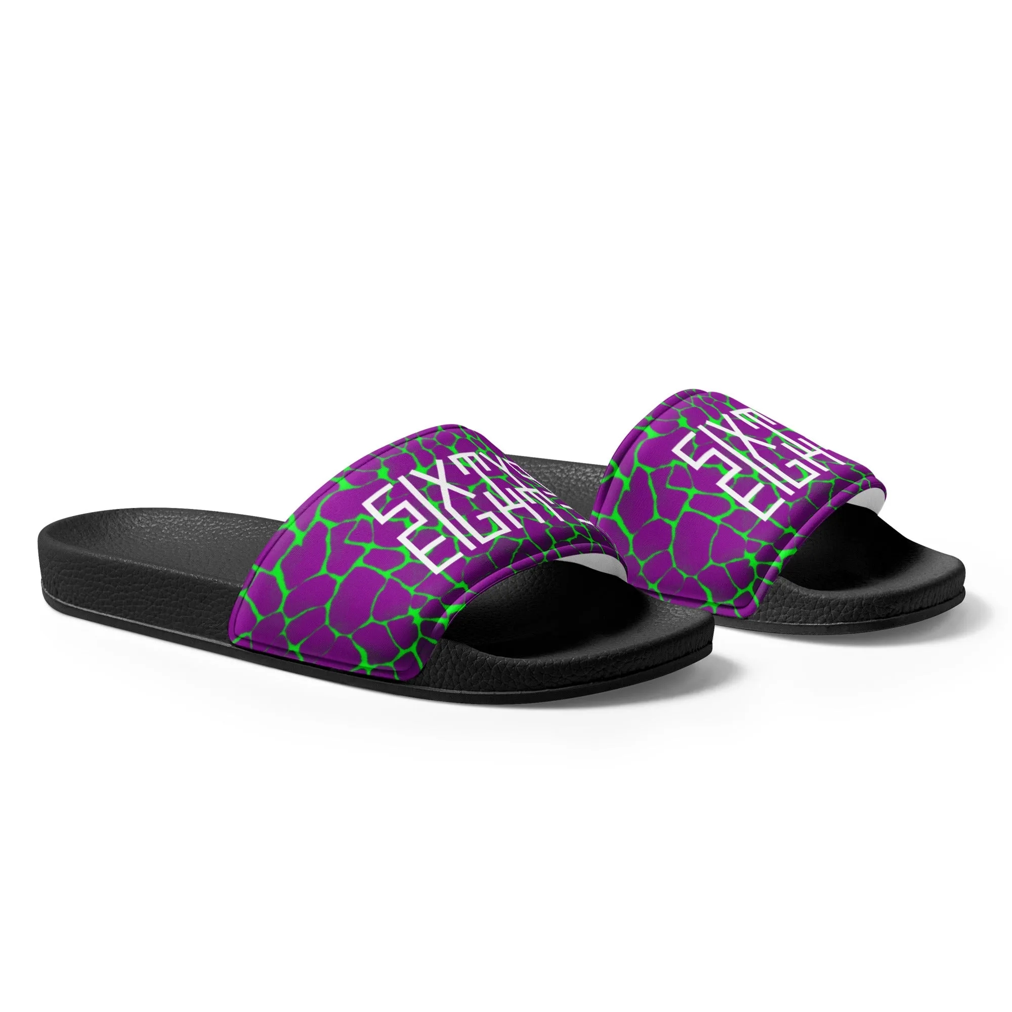 Sixty Eight 93 Logo White Boa Purple Lime Men’s Slides