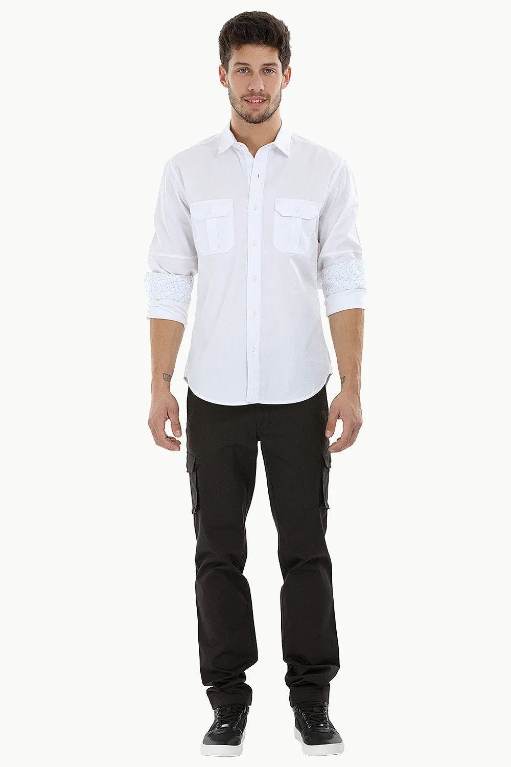 Solid Shirt with Pleated Pockets
