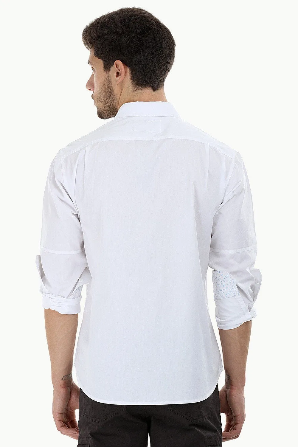 Solid Shirt with Pleated Pockets