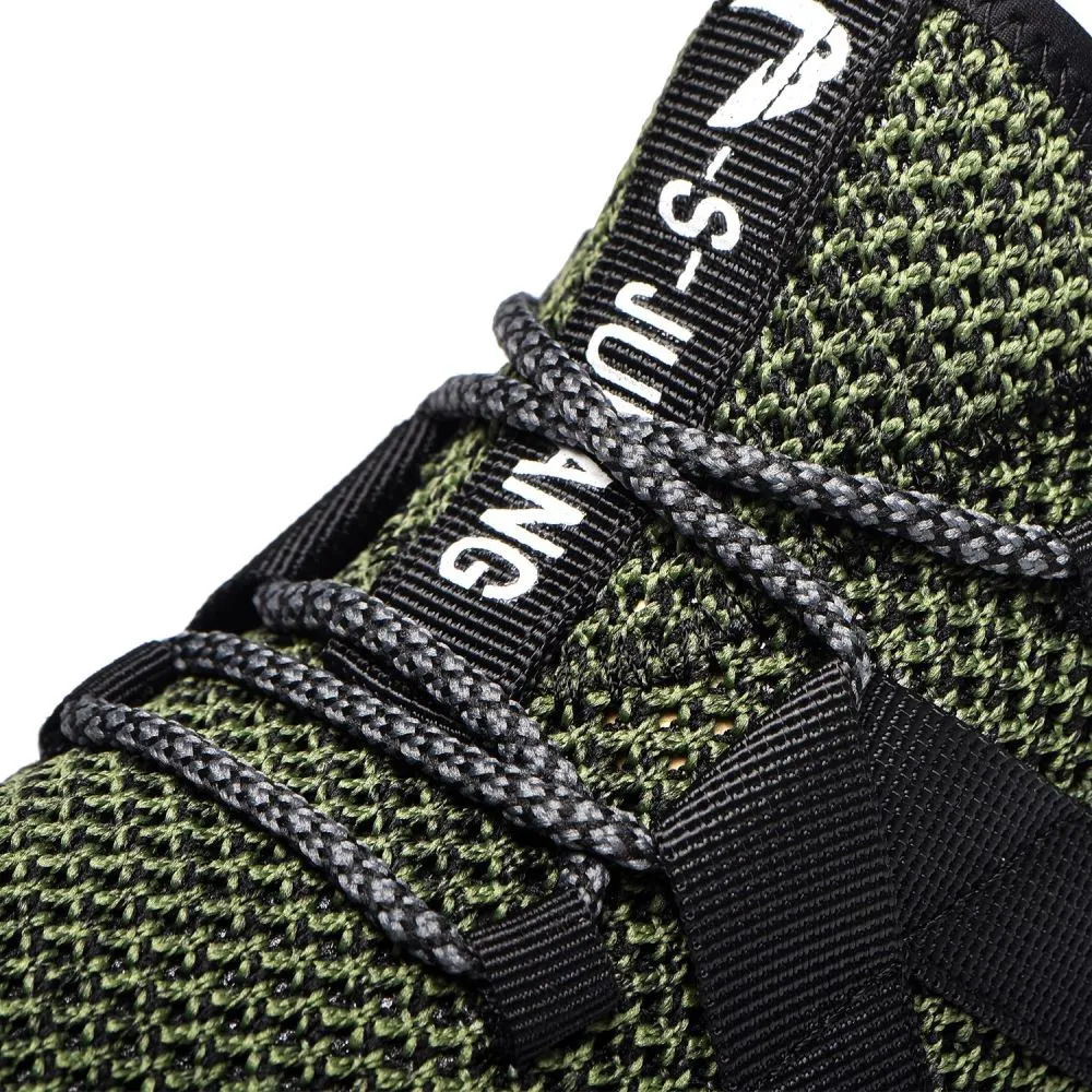 Steel Toe Indestructible Shoes Men Women Lightweight Puncture Resistant Breathable Safety Work Shoes Sneakers for Construction Working Green
