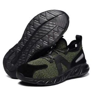 Steel Toe Indestructible Shoes Men Women Lightweight Puncture Resistant Breathable Safety Work Shoes Sneakers for Construction Working Green