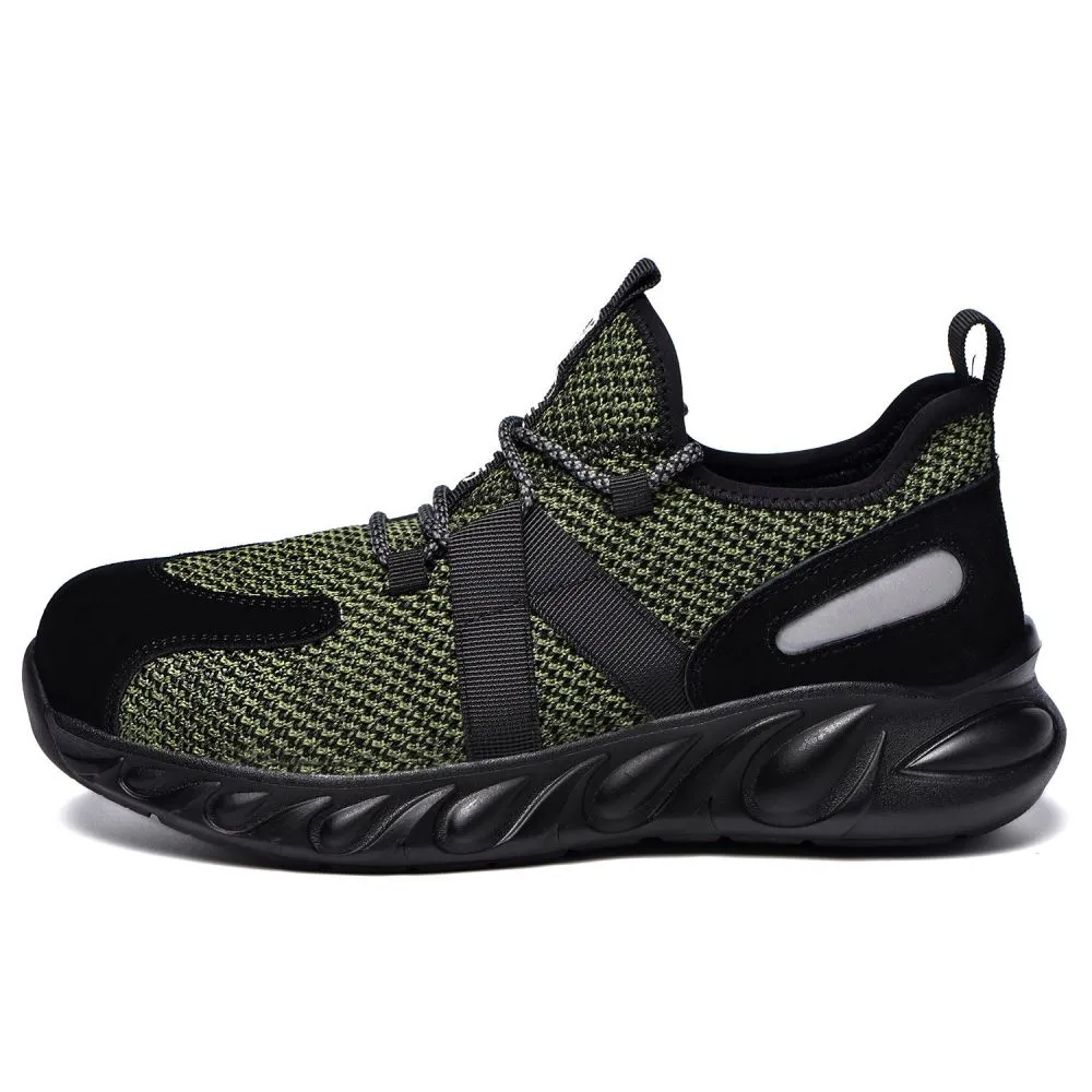 Steel Toe Indestructible Shoes Men Women Lightweight Puncture Resistant Breathable Safety Work Shoes Sneakers for Construction Working Green