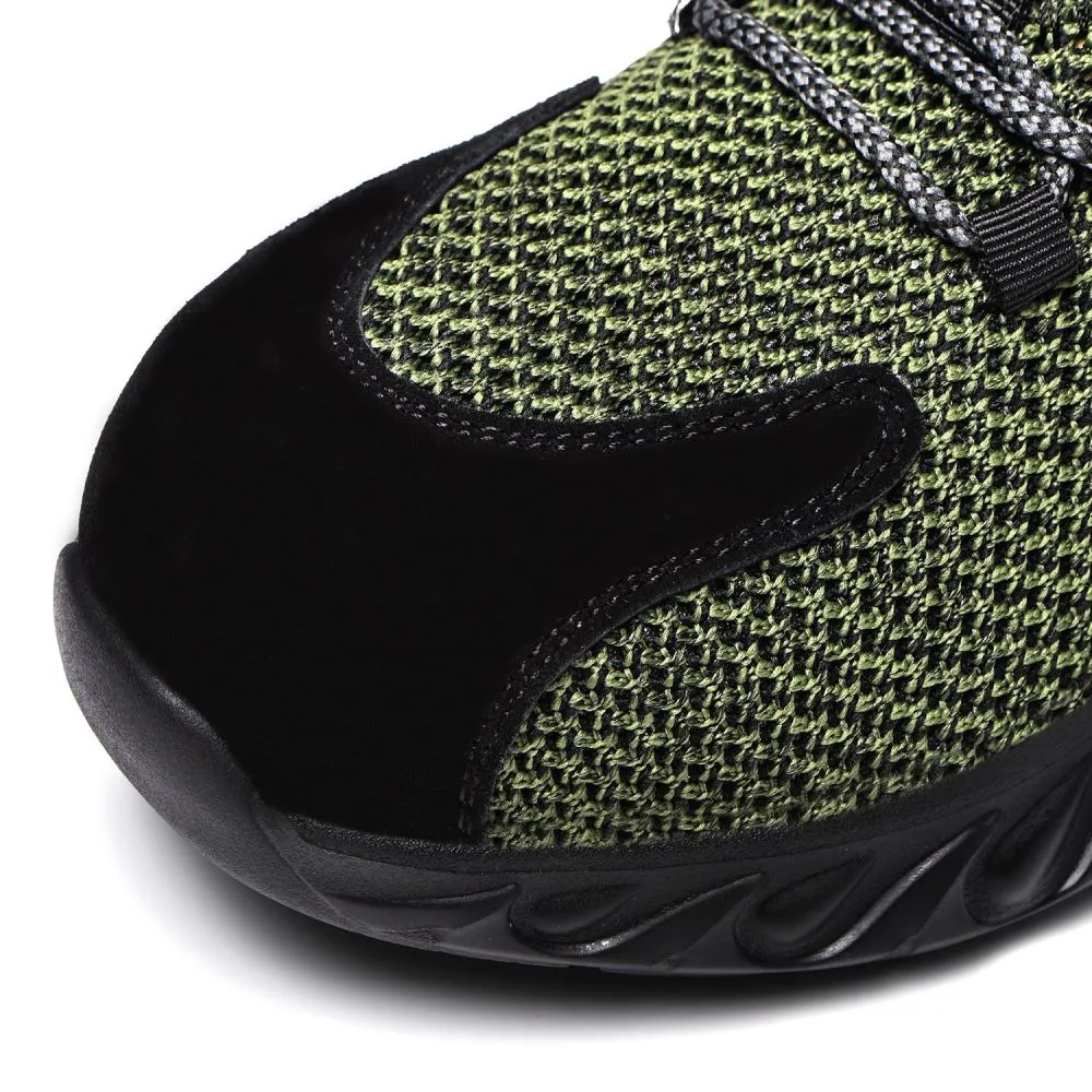 Steel Toe Indestructible Shoes Men Women Lightweight Puncture Resistant Breathable Safety Work Shoes Sneakers for Construction Working Green