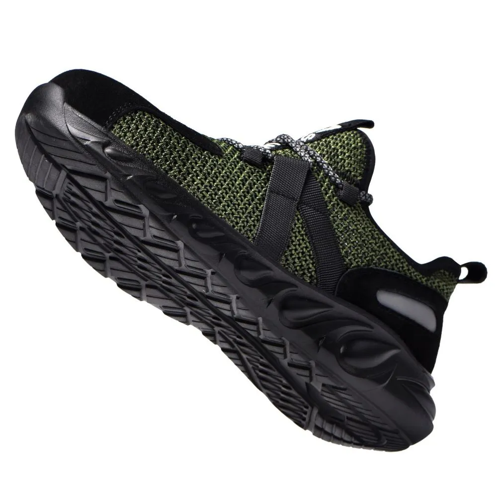 Steel Toe Indestructible Shoes Men Women Lightweight Puncture Resistant Breathable Safety Work Shoes Sneakers for Construction Working Green