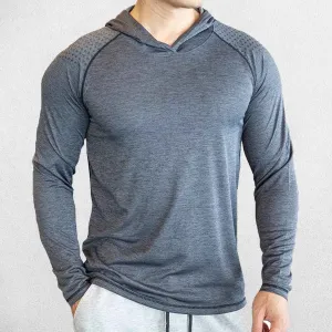 Stylish Men's Athletic Slim Fit Long Sleeve Hooded Gym Shirt