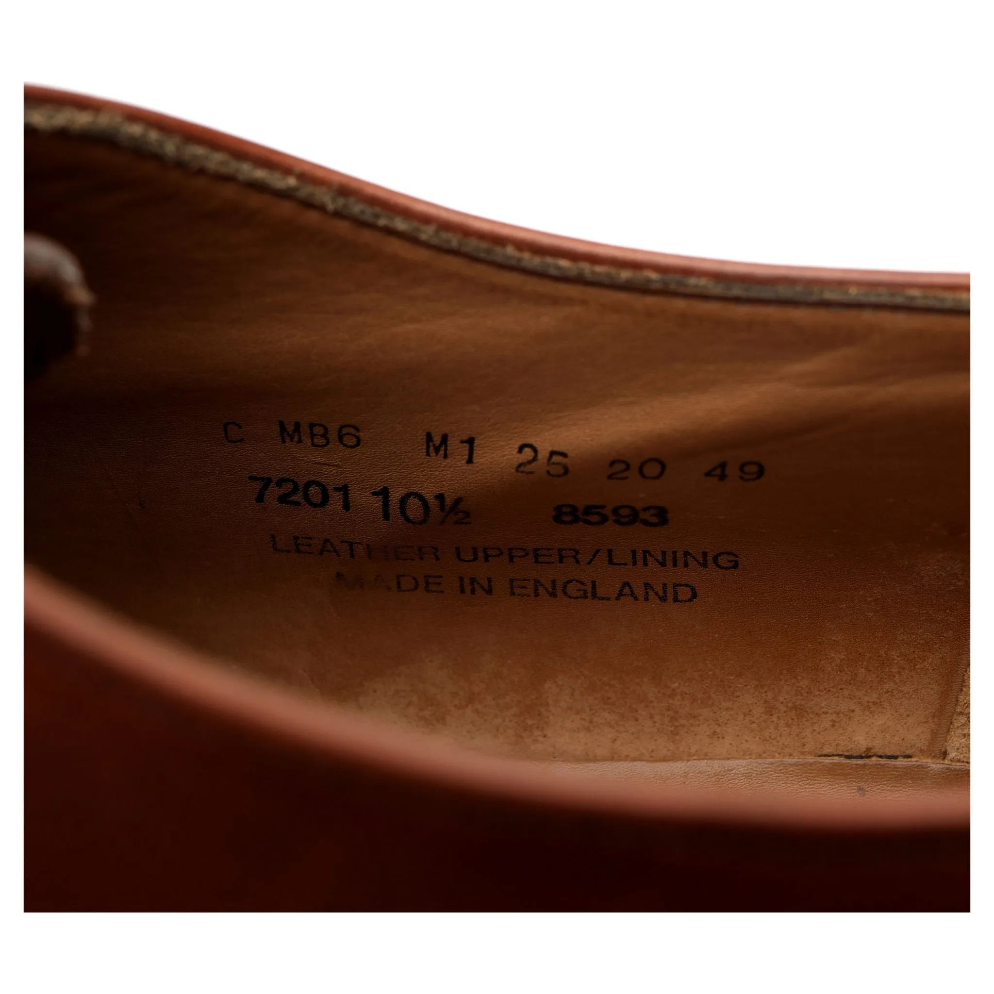 Tan Brown Leather Wholecut Oxford UK 10.5