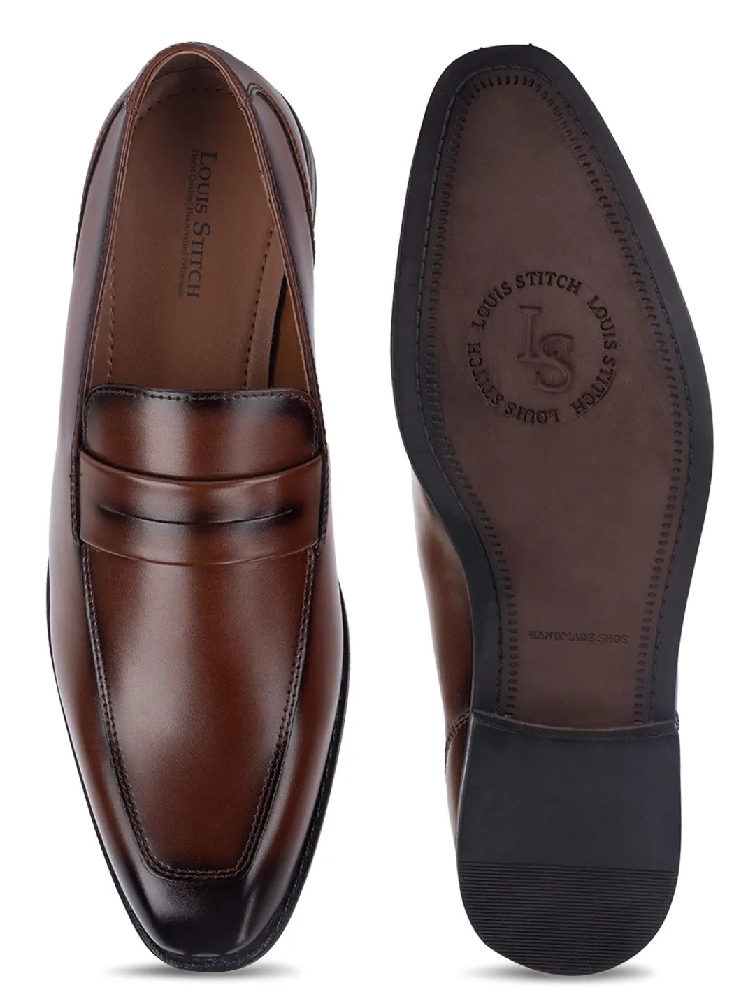 Tan Handcrafted Dual Tone Moccasins Slipons