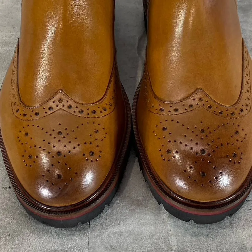 THOMAS & VINE Men's Brown Nash Wingtip Pull-On Chelsea Boots SZ 8.5