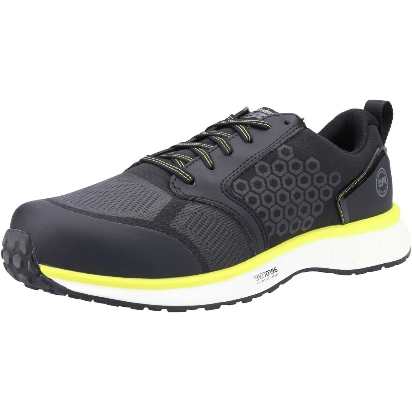 Timberland Pro Reaxion Black/Yellow Mens Synthetic   Textile Safety Trainers