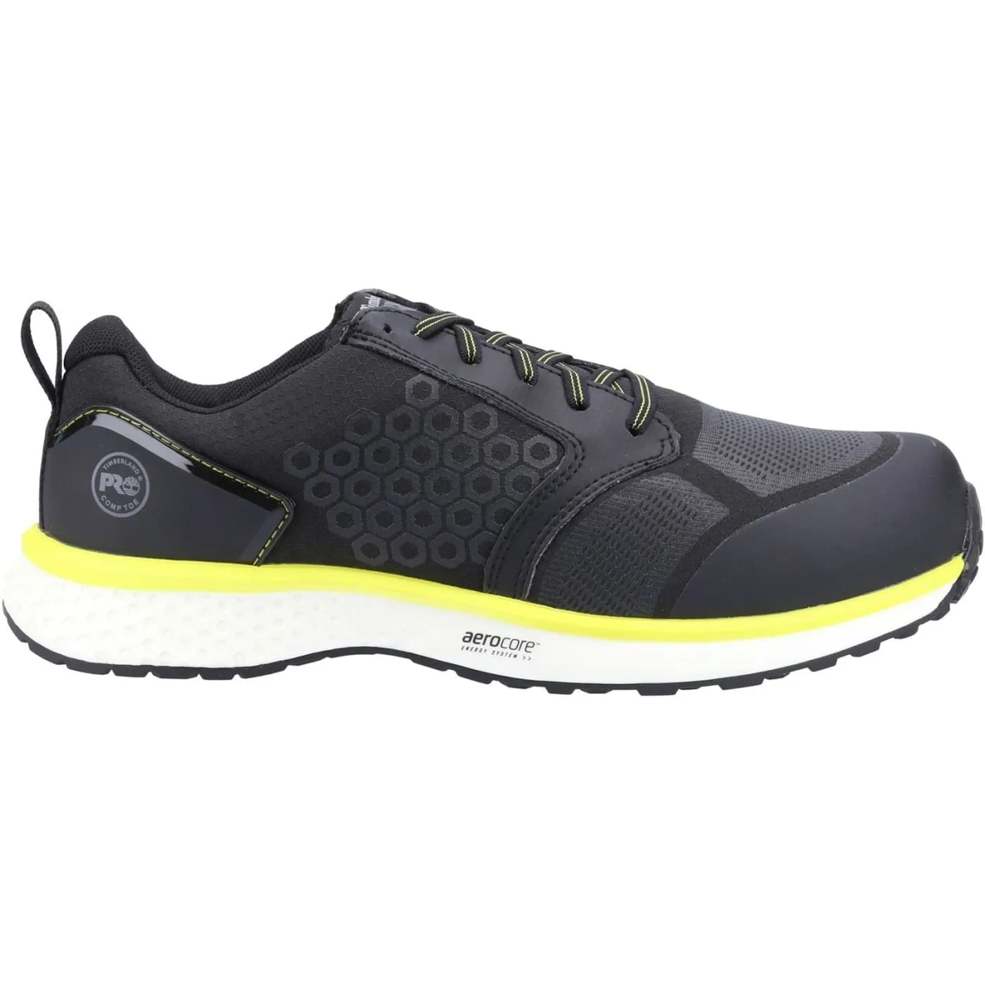 Timberland Pro Reaxion Black/Yellow Mens Synthetic   Textile Safety Trainers