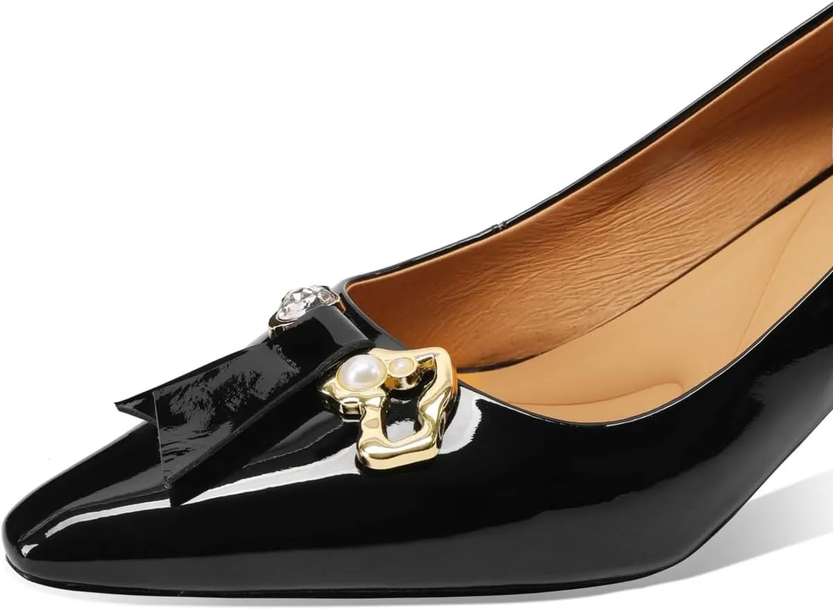 TinaCus Glossy Patent Leather Women's Pointed Toe Handmade Stiletto Heels Elegant Dress Pumps Shoes