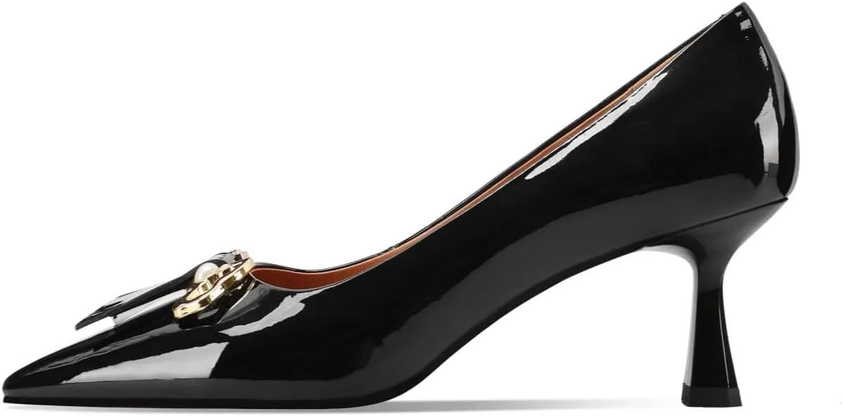 TinaCus Glossy Patent Leather Women's Pointed Toe Handmade Stiletto Heels Elegant Dress Pumps Shoes