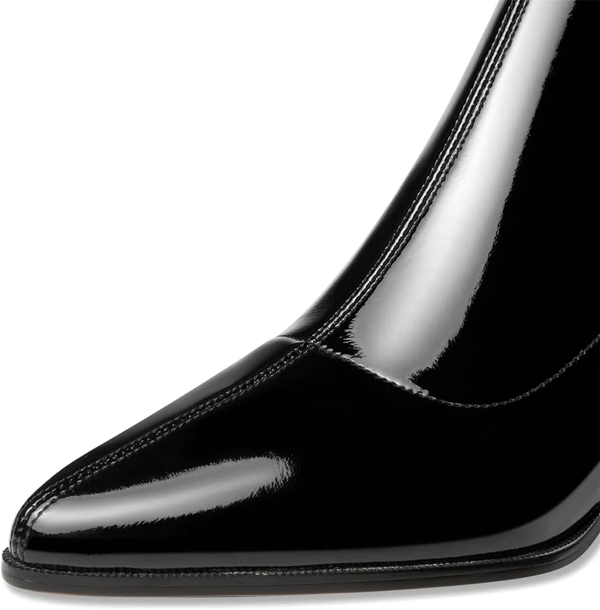 TinaCus Women's Glossy Patent Leather Handmade Chunky Heel Stretch Side Zip Up Ankle Boots