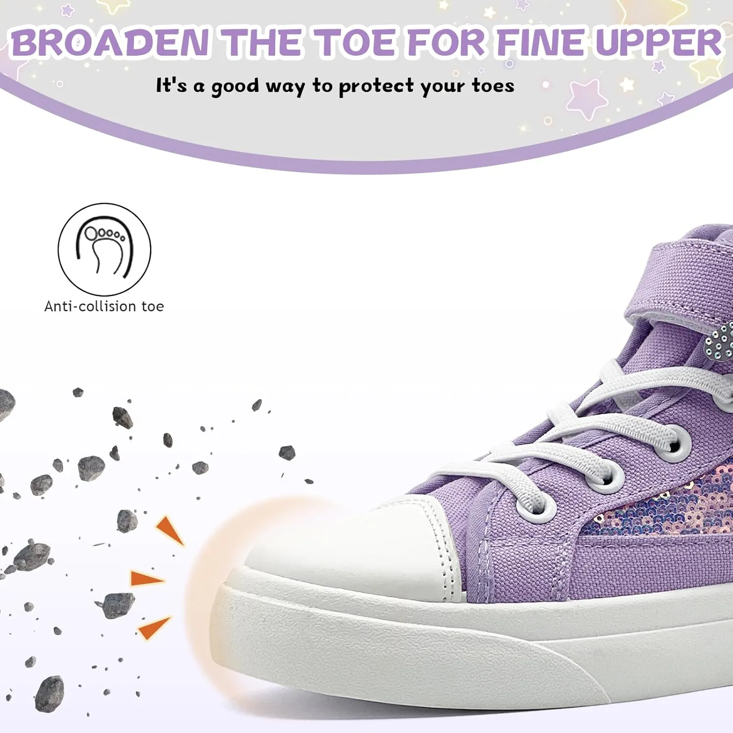 Toddler Sneakers for Girls Boys Canvas High Top Kids Fashion Sparkle Sequins Bow Shoes Running Walking Casual Shoes