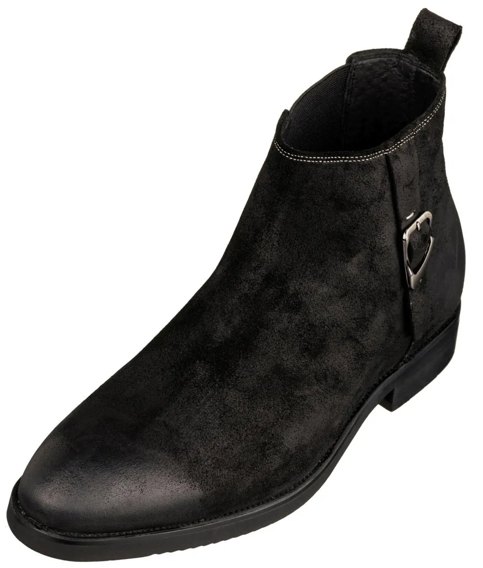 TOTO - K92081 - 3 Inches Taller (Nubuck Black) - Chelsea Ankle Boots
