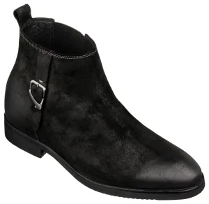 TOTO - K92081 - 3 Inches Taller (Nubuck Black) - Chelsea Ankle Boots