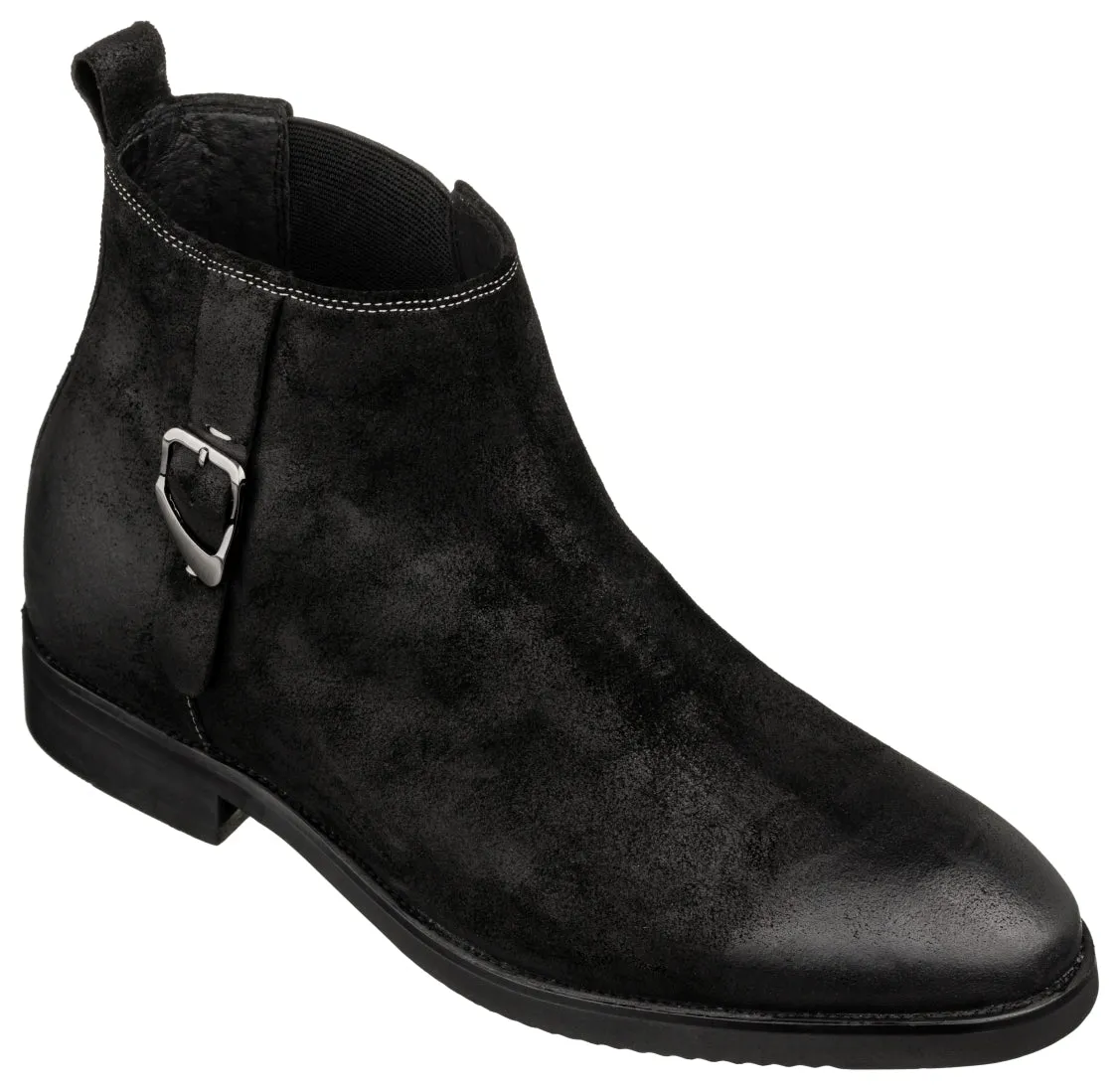 TOTO - K92081 - 3 Inches Taller (Nubuck Black) - Chelsea Ankle Boots