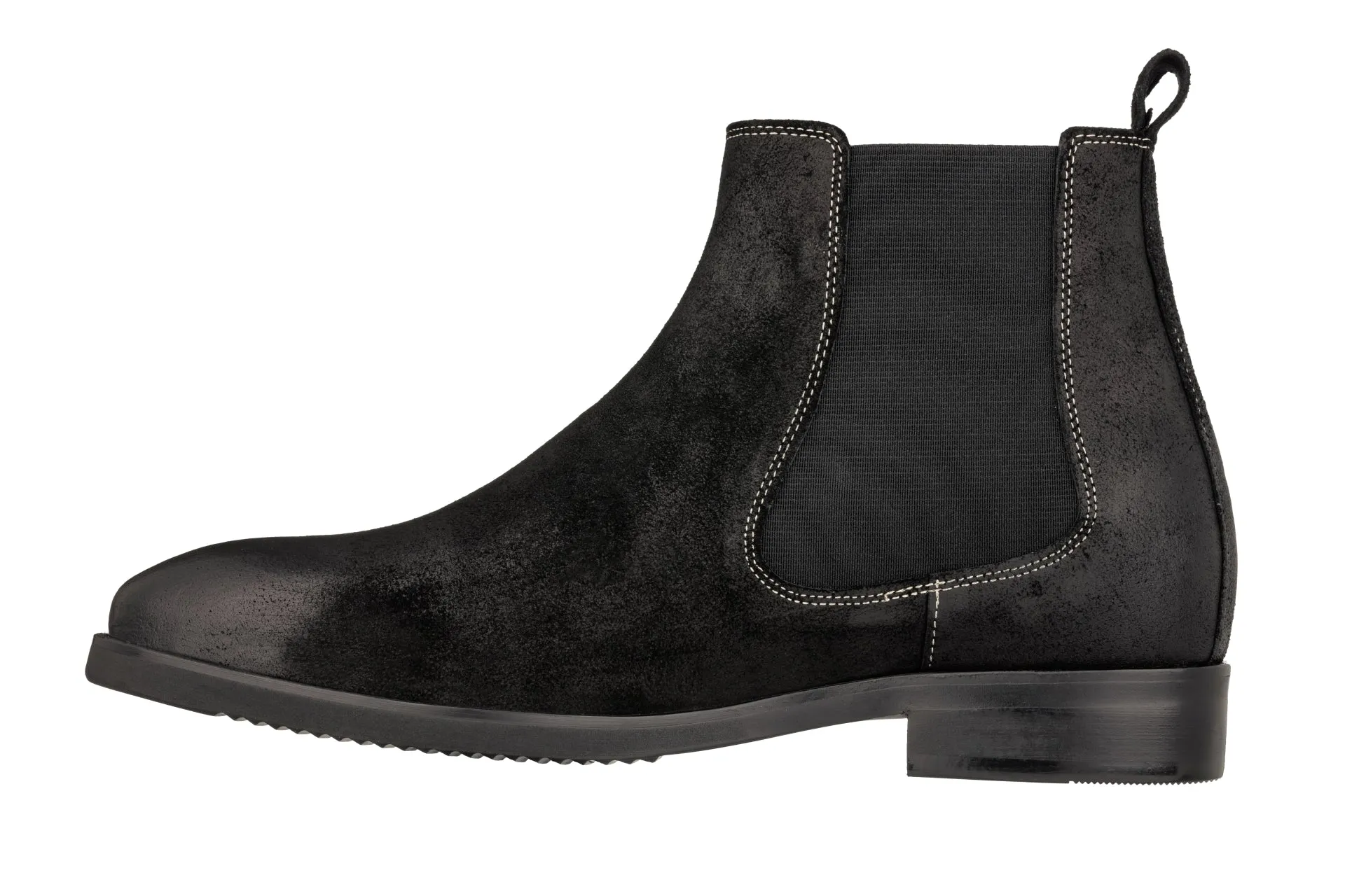 TOTO - K92081 - 3 Inches Taller (Nubuck Black) - Chelsea Ankle Boots