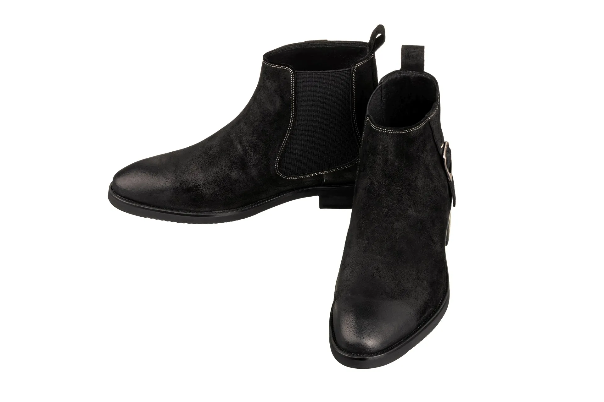 TOTO - K92081 - 3 Inches Taller (Nubuck Black) - Chelsea Ankle Boots