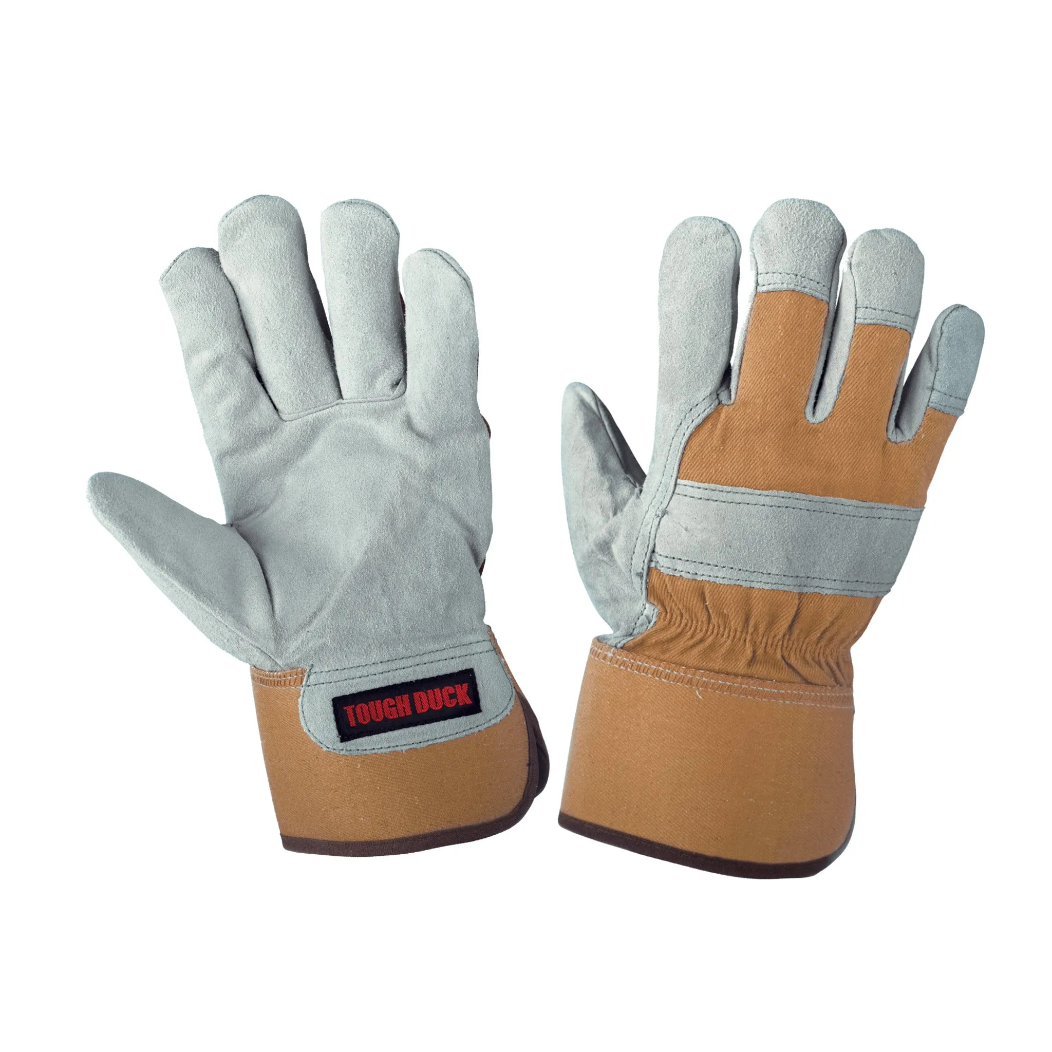 Tough Duck Men's Winter Work Gloves - Pile Lined Split Leather, Rubberized Safety Cuff, Durable, Warmth, Moisture-Wicking, Premium Protection for Cold Weather | Sizes M-2XL