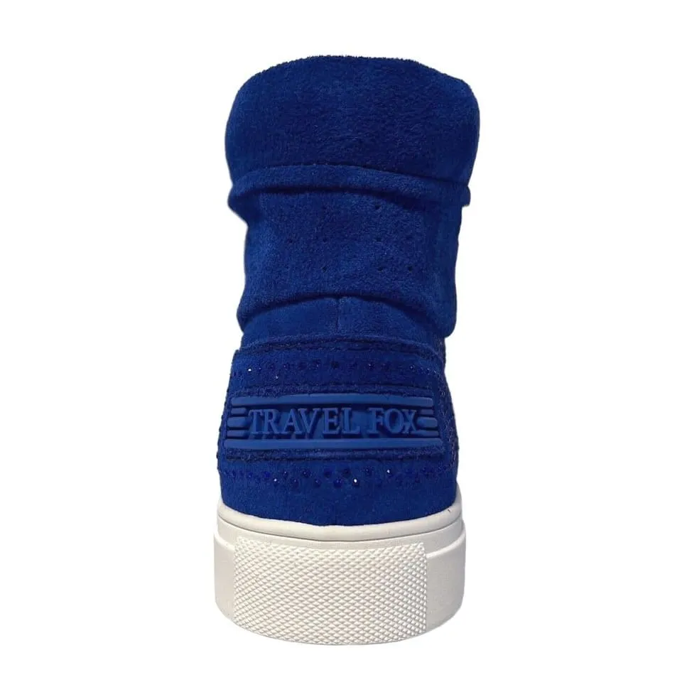 Travel Fox Men's Royal Blue Rhinestone Suede High Top Sneakers 9220 05
