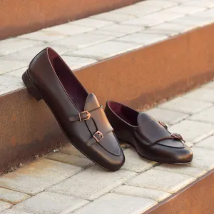 Unique Handcrafted Monk Slipper   dark brown painted calf