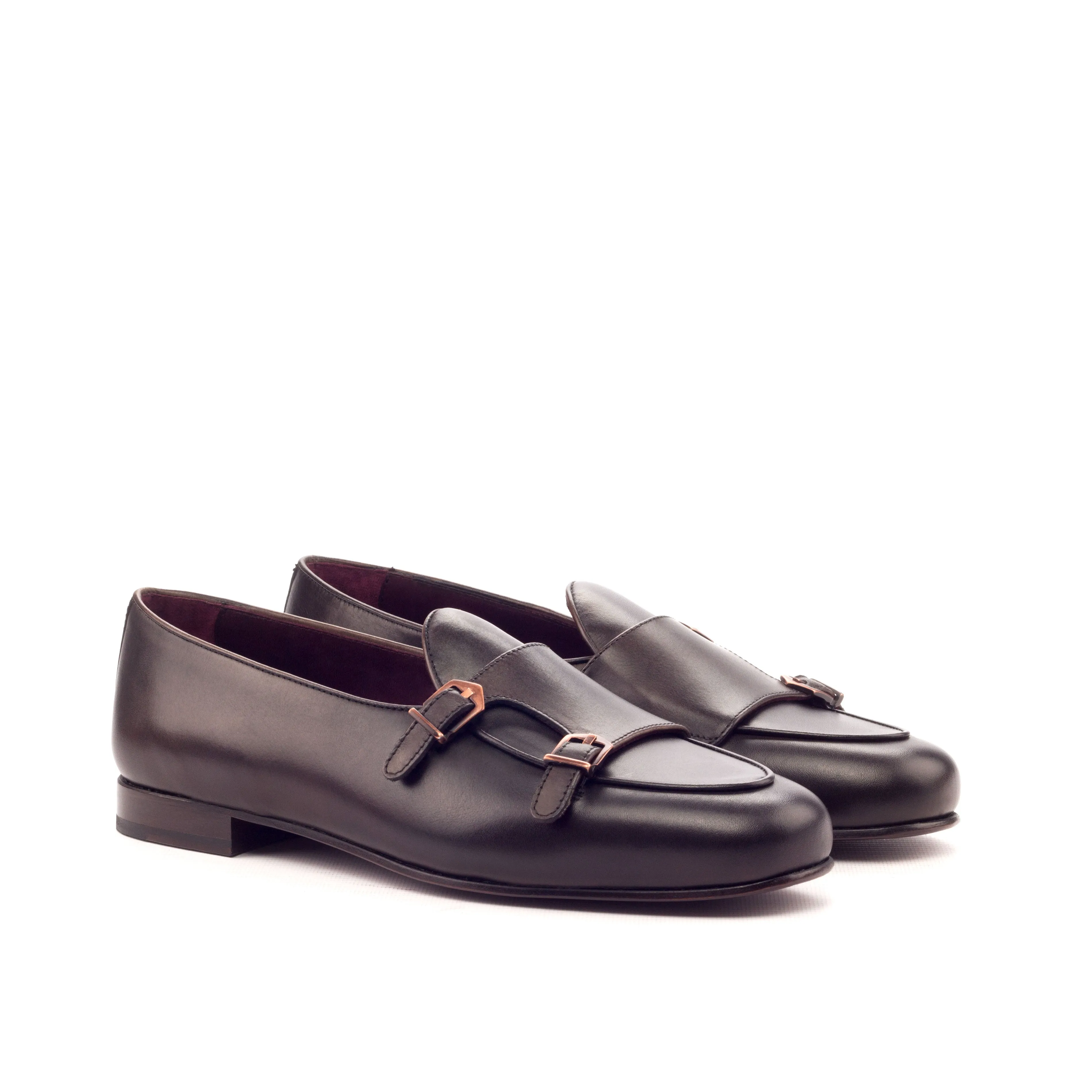 Unique Handcrafted Monk Slipper   dark brown painted calf