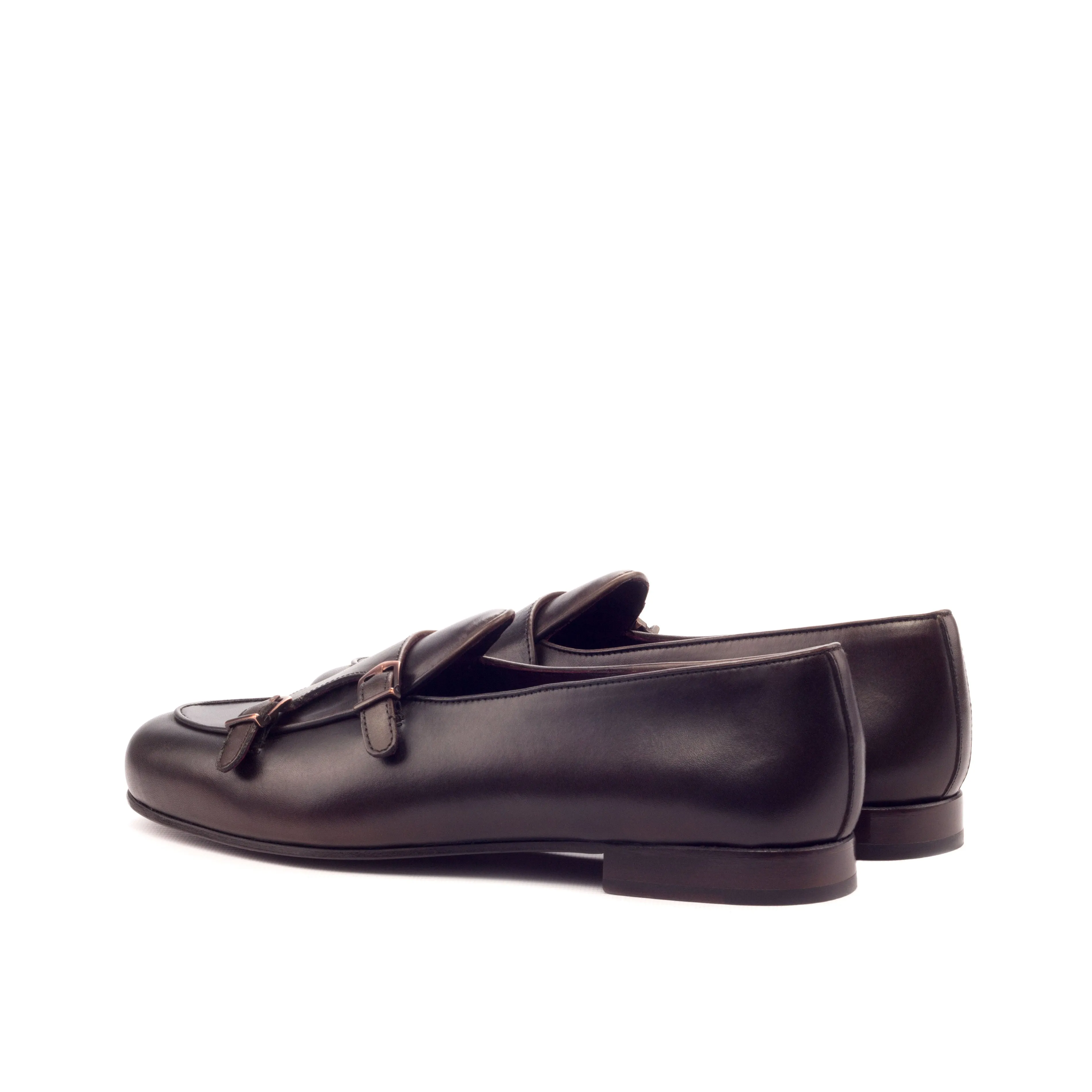 Unique Handcrafted Monk Slipper   dark brown painted calf