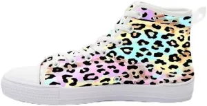 Unisex Fashion Leopard Print Lace-up High top Sneakers Classic High Tops Canvas Walking Shoes Casual Tennis Shoes for Men