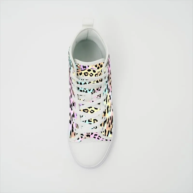 Unisex Fashion Leopard Print Lace-up High top Sneakers Classic High Tops Canvas Walking Shoes Casual Tennis Shoes for Men