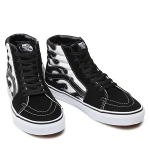 Vans SK8-Hi VN0A32QGK681 Men's Black & White Flame Suede Skateboard Shoes HS3895