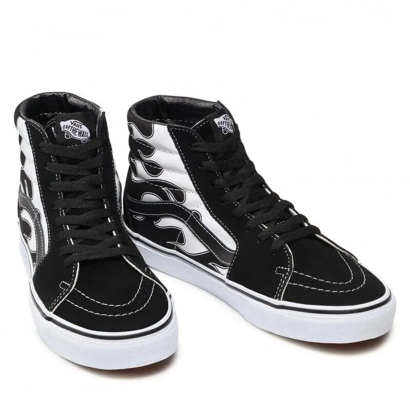 Vans SK8-Hi VN0A32QGK681 Men's Black & White Flame Suede Skateboard Shoes HS3895