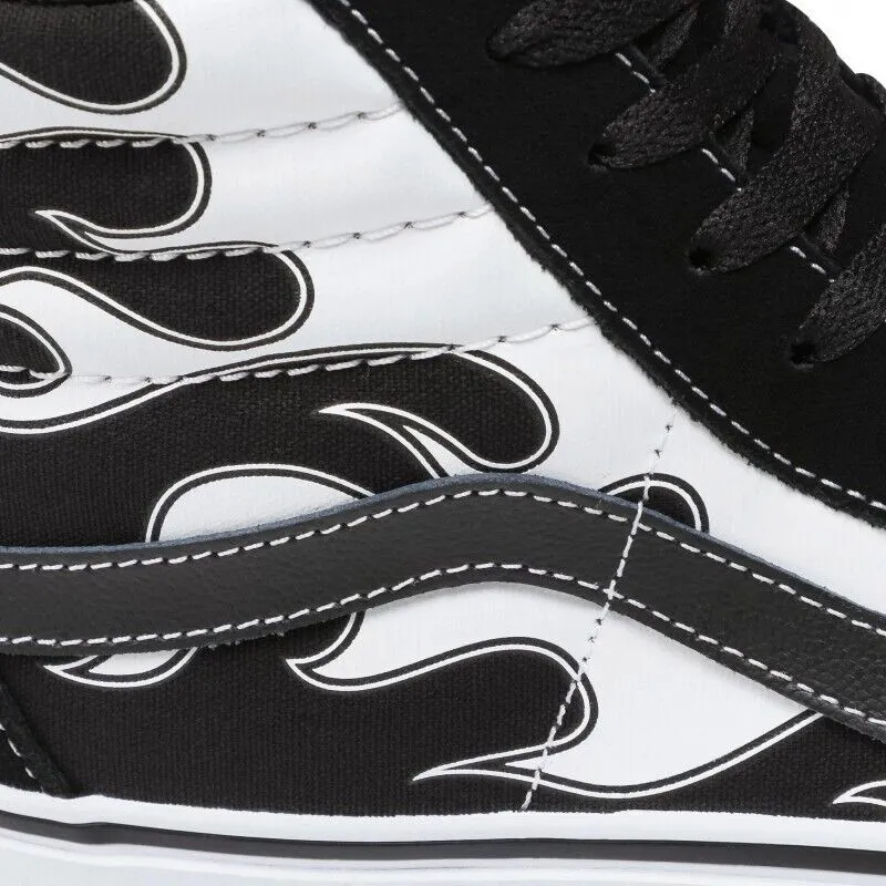 Vans SK8-Hi VN0A32QGK681 Men's Black & White Flame Suede Skateboard Shoes HS3895