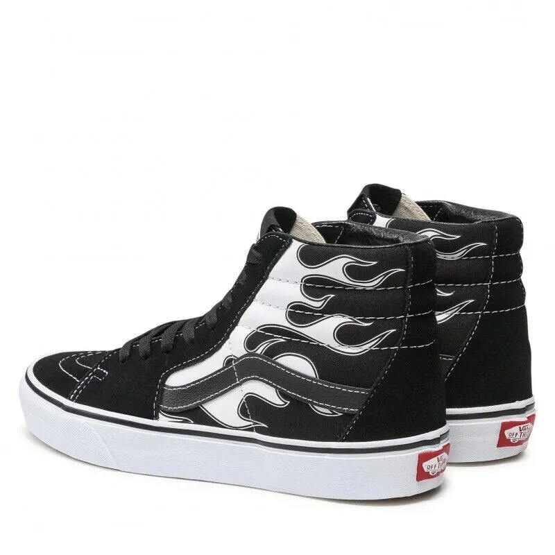 Vans SK8-Hi VN0A32QGK681 Men's Black & White Flame Suede Skateboard Shoes HS3895