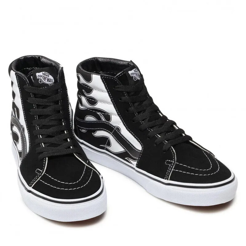 Vans SK8-Hi VN0A32QGK681 Men's Black & White Flame Suede Skateboard Shoes HS3895
