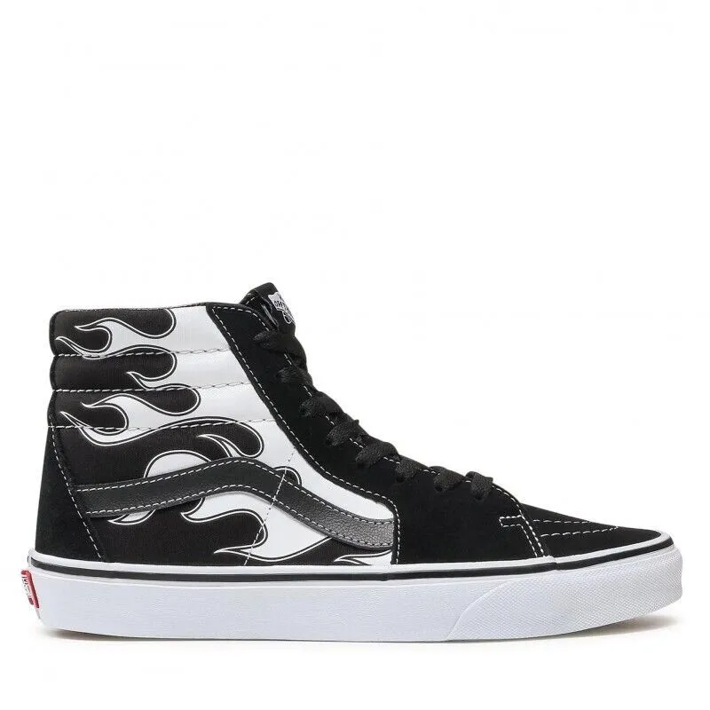 Vans SK8-Hi VN0A32QGK681 Men's Black & White Flame Suede Skateboard Shoes HS3895