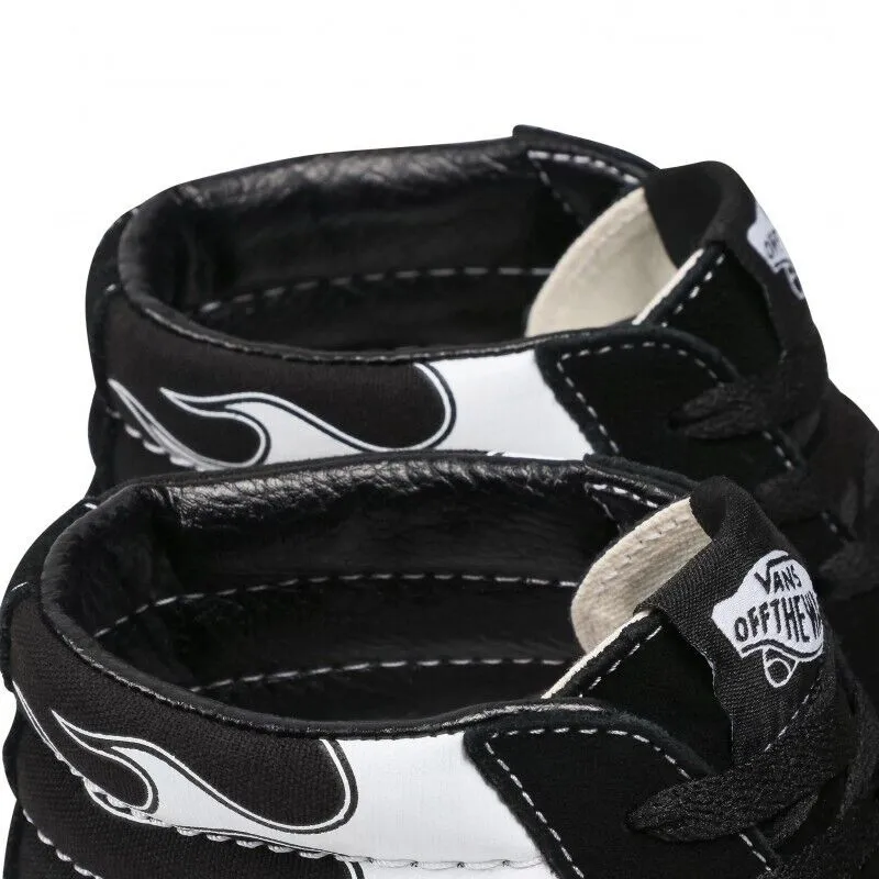 Vans SK8-Hi VN0A32QGK681 Men's Black & White Flame Suede Skateboard Shoes HS3895
