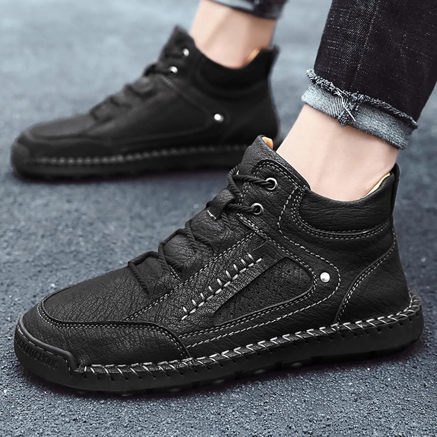 Walking Shoes Tennis Comfortable 2022 New Large Size Border Handmade Retro Stitched Leather Comfortable Casual Shoes