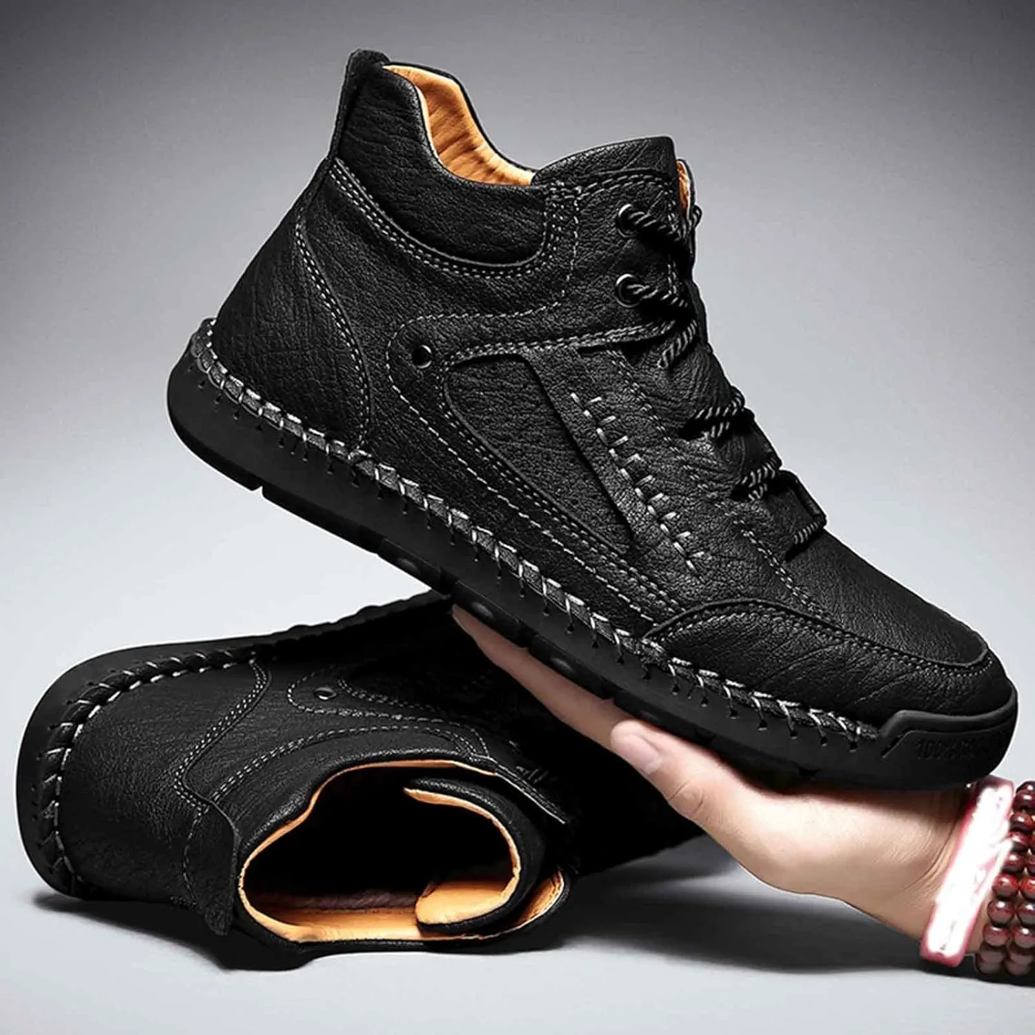 Walking Shoes Tennis Comfortable 2022 New Large Size Border Handmade Retro Stitched Leather Comfortable Casual Shoes