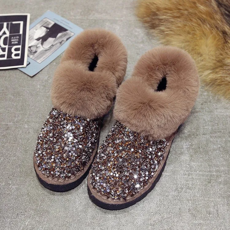 Women Bling Glitter Sparkle Winter Snow Antiskid Ankle Boots
