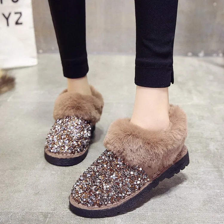 Women Bling Glitter Sparkle Winter Snow Antiskid Ankle Boots