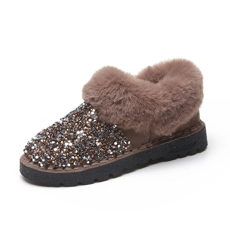 Women Bling Glitter Sparkle Winter Snow Antiskid Ankle Boots