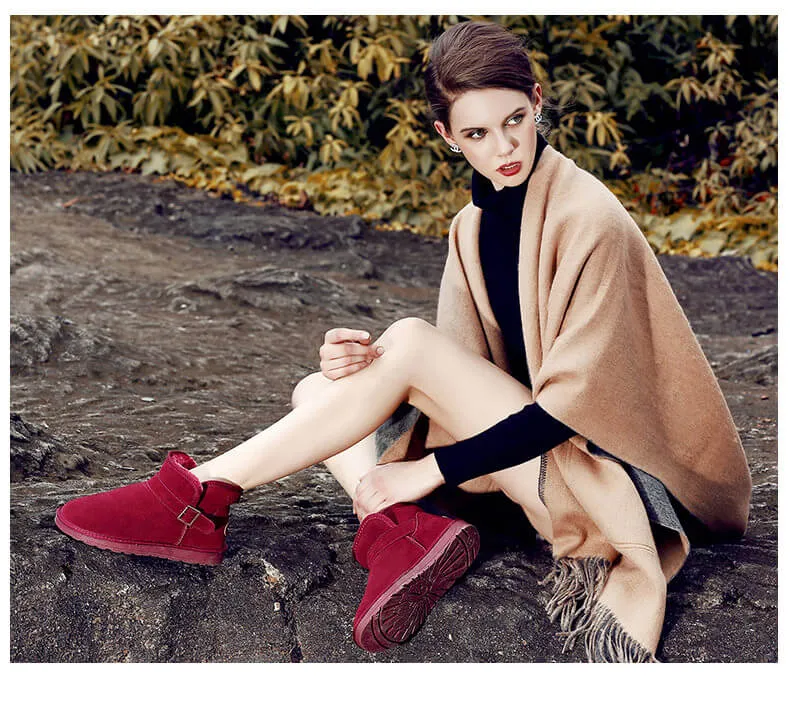 Women Genuine Leather Winter Snow Boots