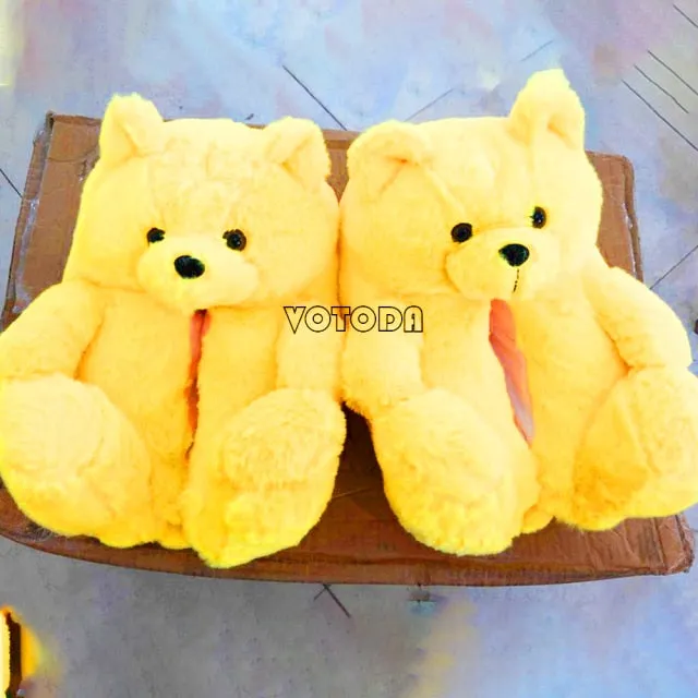 Women Plush House Shoes Cartoon Bear Slipper