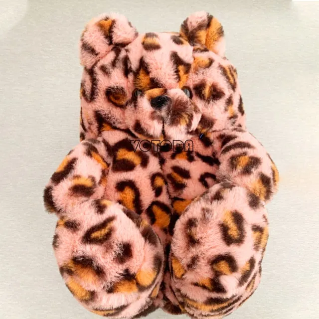 Women Plush House Shoes Cartoon Bear Slipper